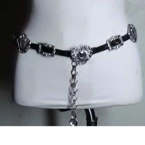 Brighton Accessories - Brighton Black Leather Belt With Silver Buckles Si
